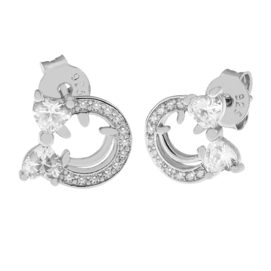 Sterling Silver Happy Emoji Girl Stud Earrings