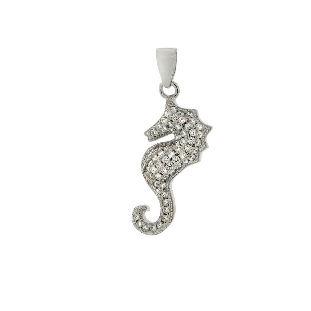 Sterling Silver Seahorse CZ Pendant