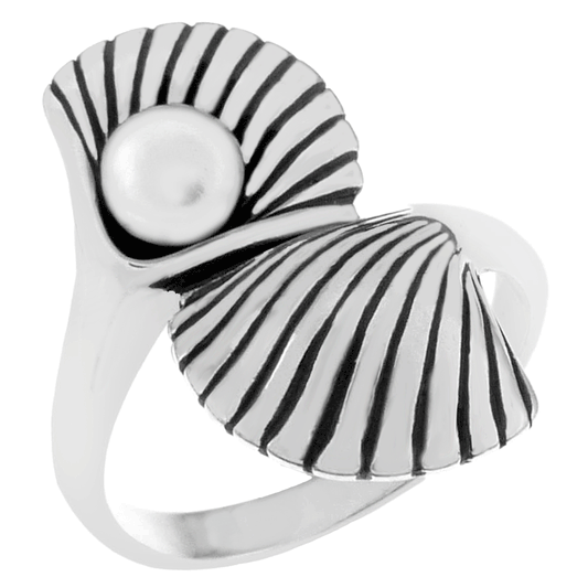 Sterling Silver Shell W Pearl Ring