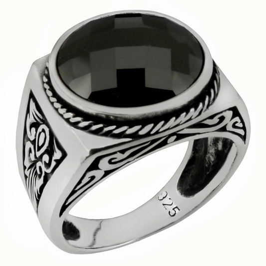 Round Cushion Cut Black Oxidized Ring