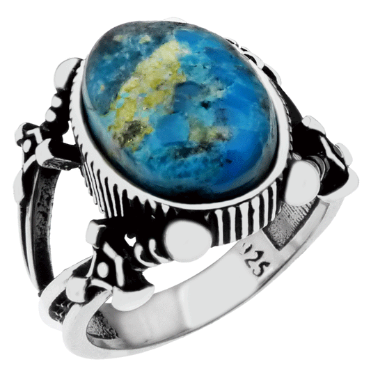 Oxidized Ring - Turquoise Natural Stone