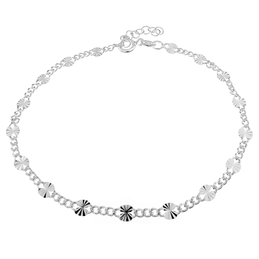 diamond cut disc beads sterling silver bracelet