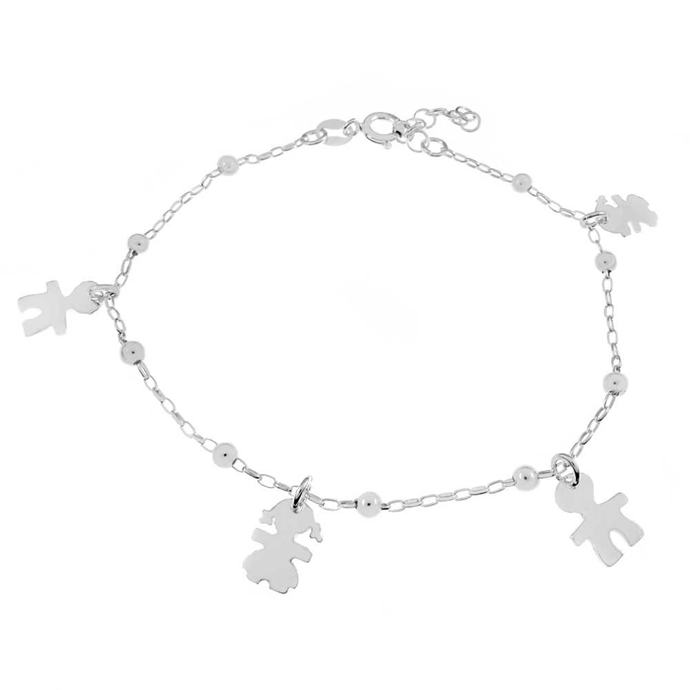 sterling silver bracelet with boy and girl silhouette charms