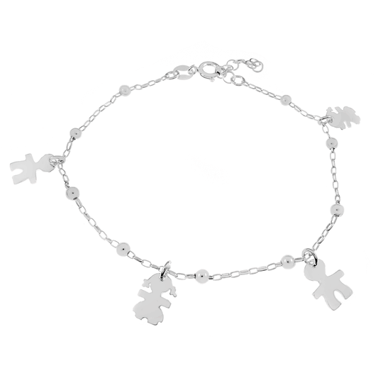 sterling silver bracelet with boy and girl silhouette charms