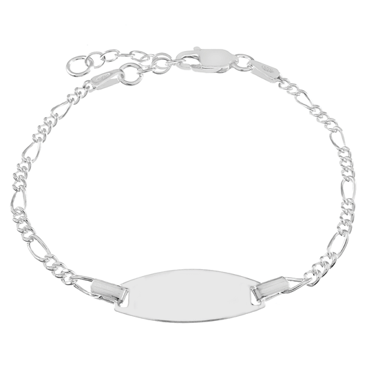 figaro chain sterling silver id bracelet for kids