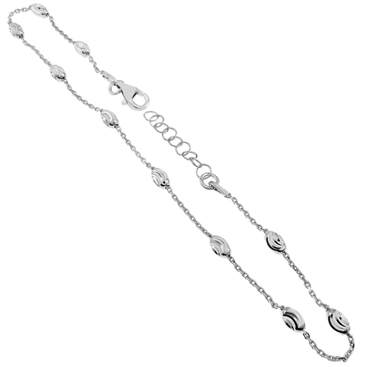 silver moon cut beads ankle bracelet