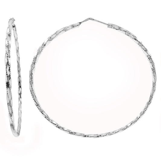 Italian Sterling Silver 2x2 D C Twisted Tube Hoop Earrings