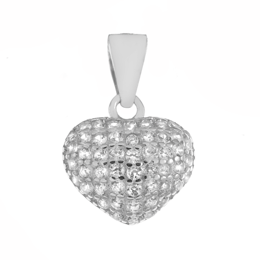 Sterling Silver Micro Pave CZ Heart Pendant