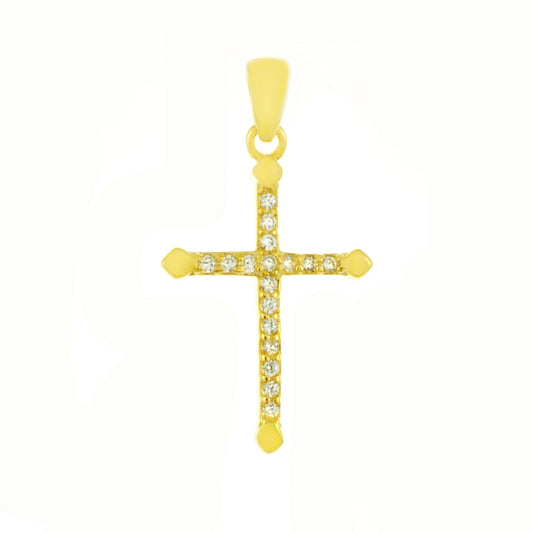 Gold Plated CZ Cross Pendant