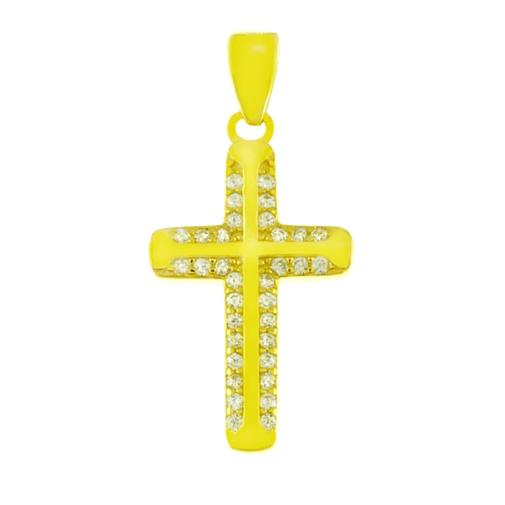 Gold Plated CZ Cross Pendant