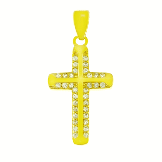 Gold Plated CZ Cross Pendant