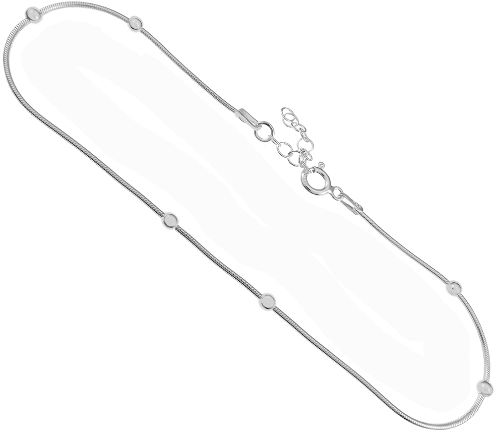 round sterling silver snake chain anklet