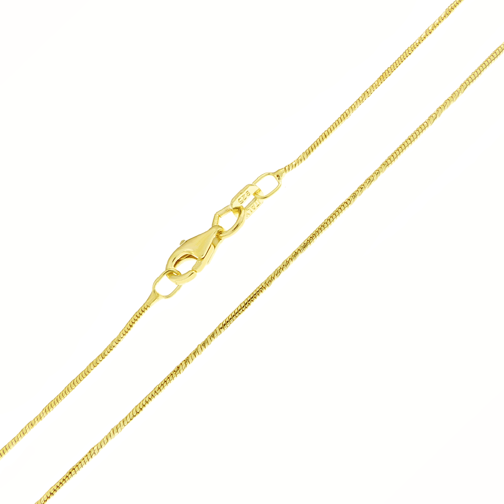 Gold-Plated Round Snake D/C Chain (1mm)