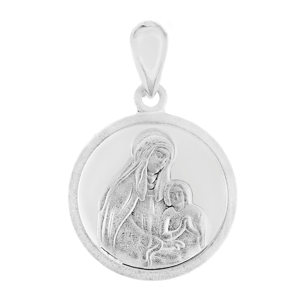 Engraved Virgin Mary with Baby Jesus Charm Pendant