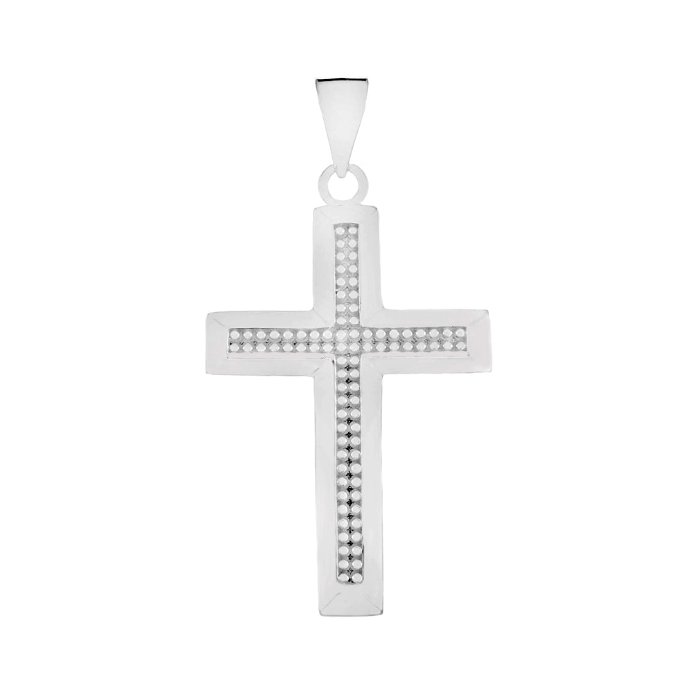 Pave-Set Cross with Sterling Silver Border