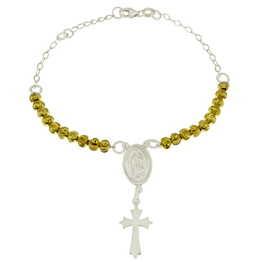 celtic cross charm gold and silver bracelet