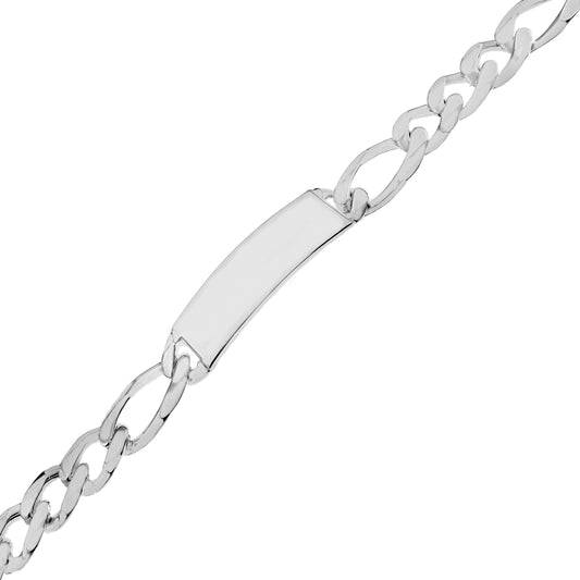 figaro chain silver men's identity bracelet