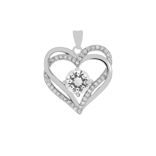 Sterling Silver CZ Heart Pendant