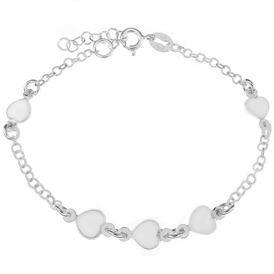 flat heart beads rolo chain sterling silver bracelet