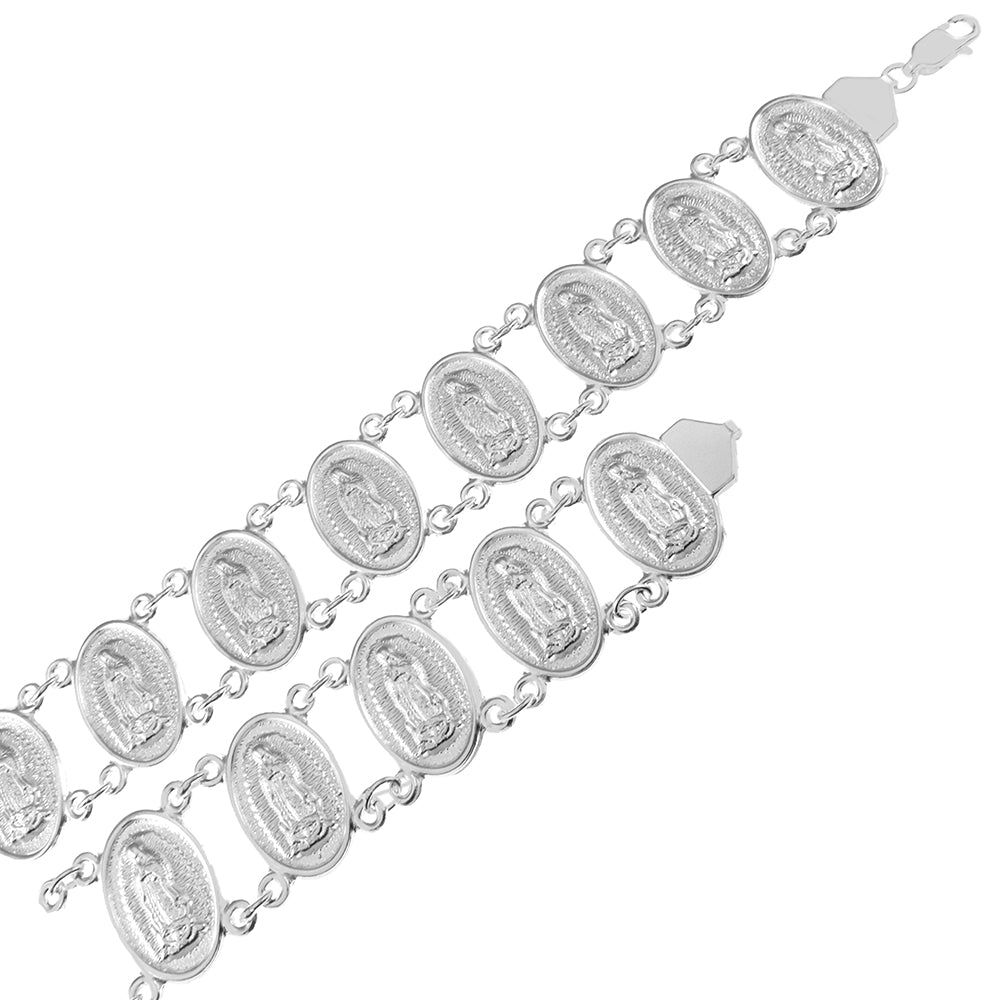 Oval Medal Lady of Guadalupe Sterling Silver Bracelet