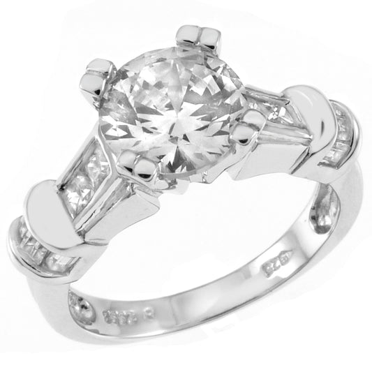 7 5mm Round Cubic Zirconia Sterling Silver Engagement Ring