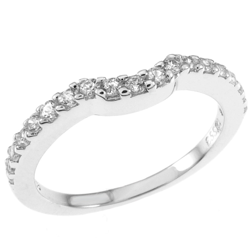 Pave Cubic Zirconia Curve Band Ring