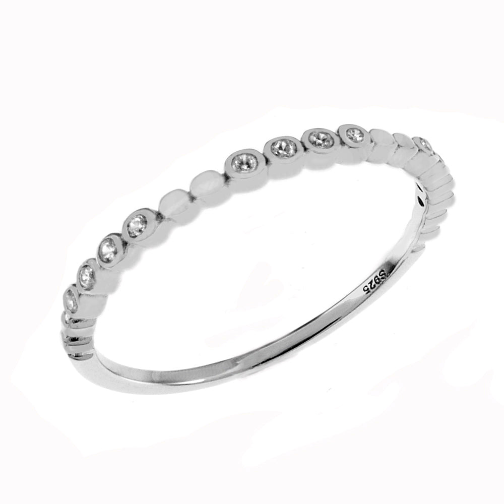 Thin Round CZ Bezel Set Band Toe Ring