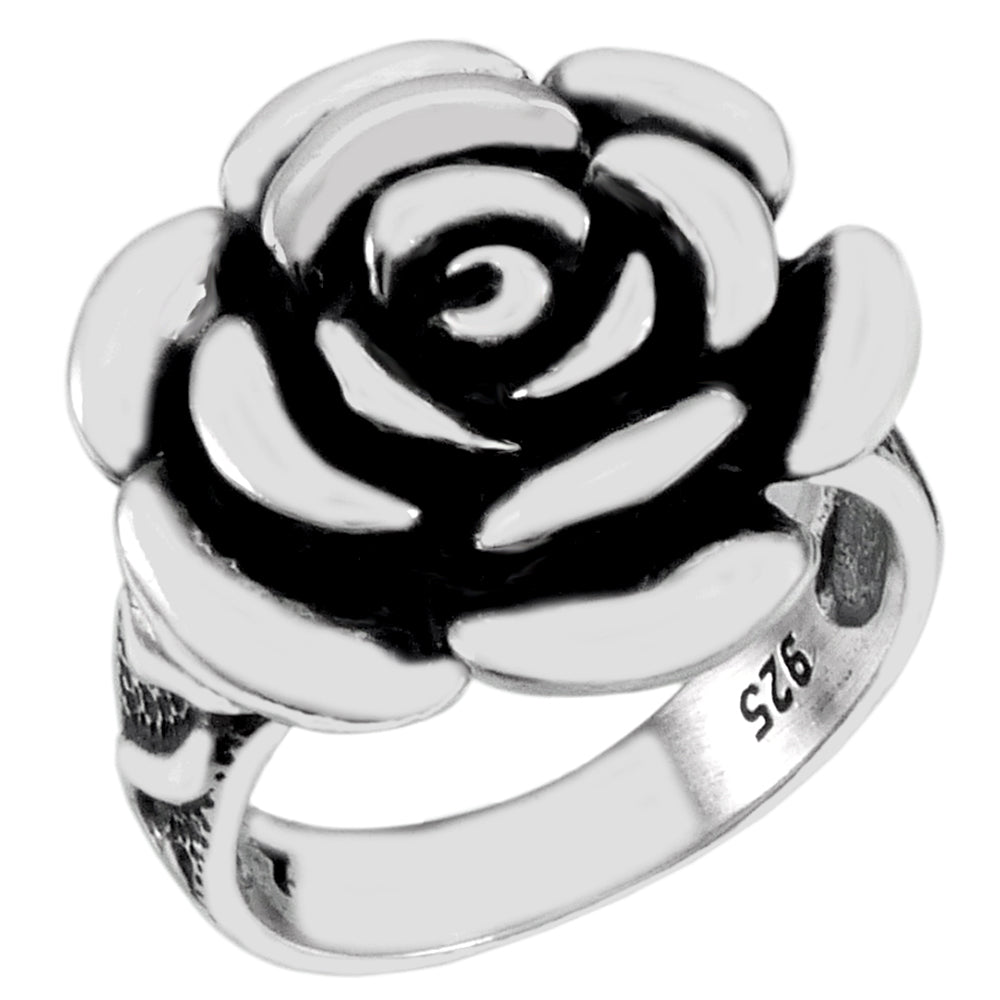 Sterling Silver Oxidized ROSE Ring