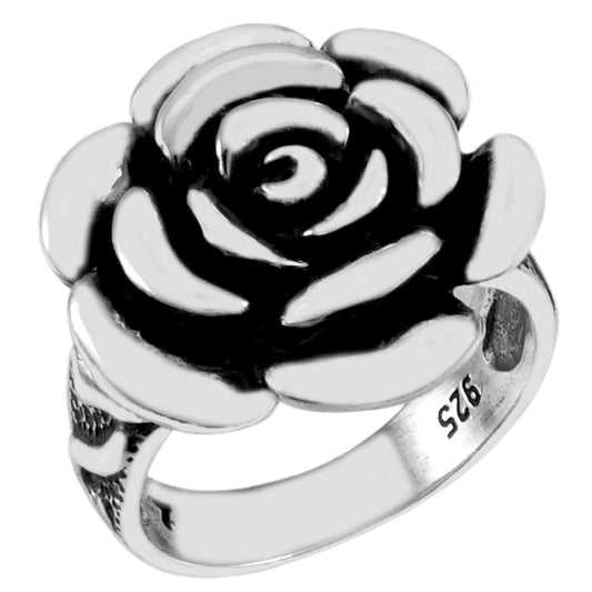 Sterling Silver Oxidized ROSE Ring
