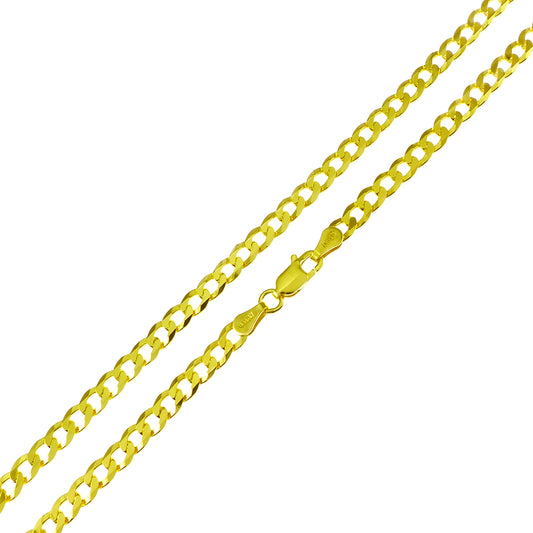 Gold-Plated Flat Curb Bracelet Chain (4mm)