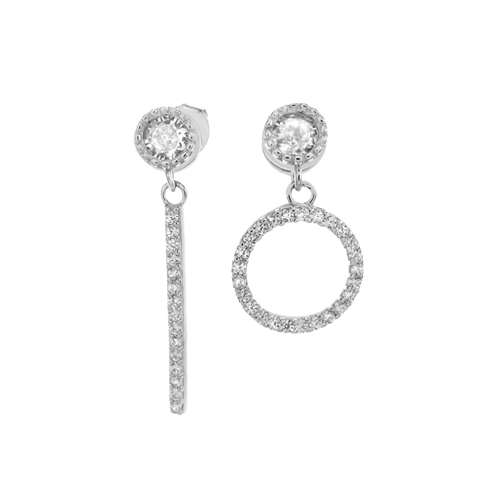 5 5mm Round CZ Bezel-Set Mix Match Dangle Earrings