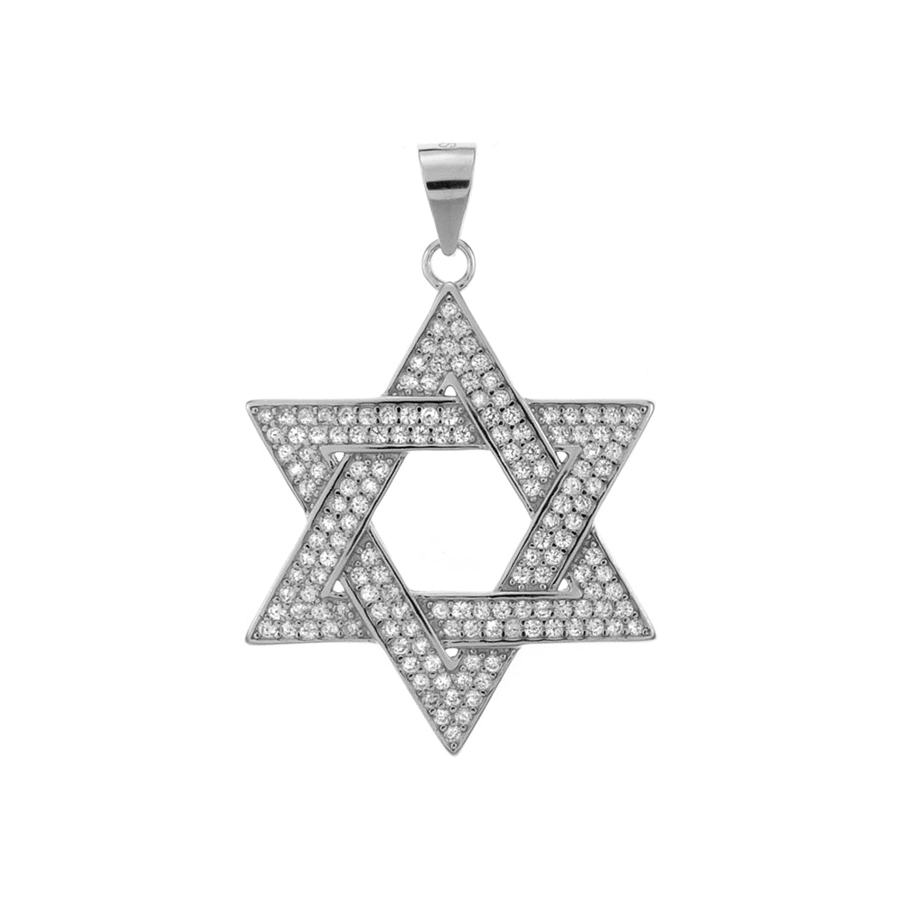 Micro Pave Star of David Sterling Silver Pendant