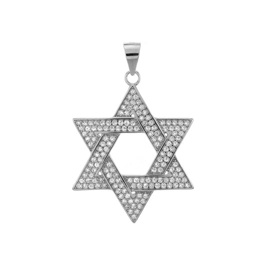 Micro Pave Star of David Sterling Silver Pendant