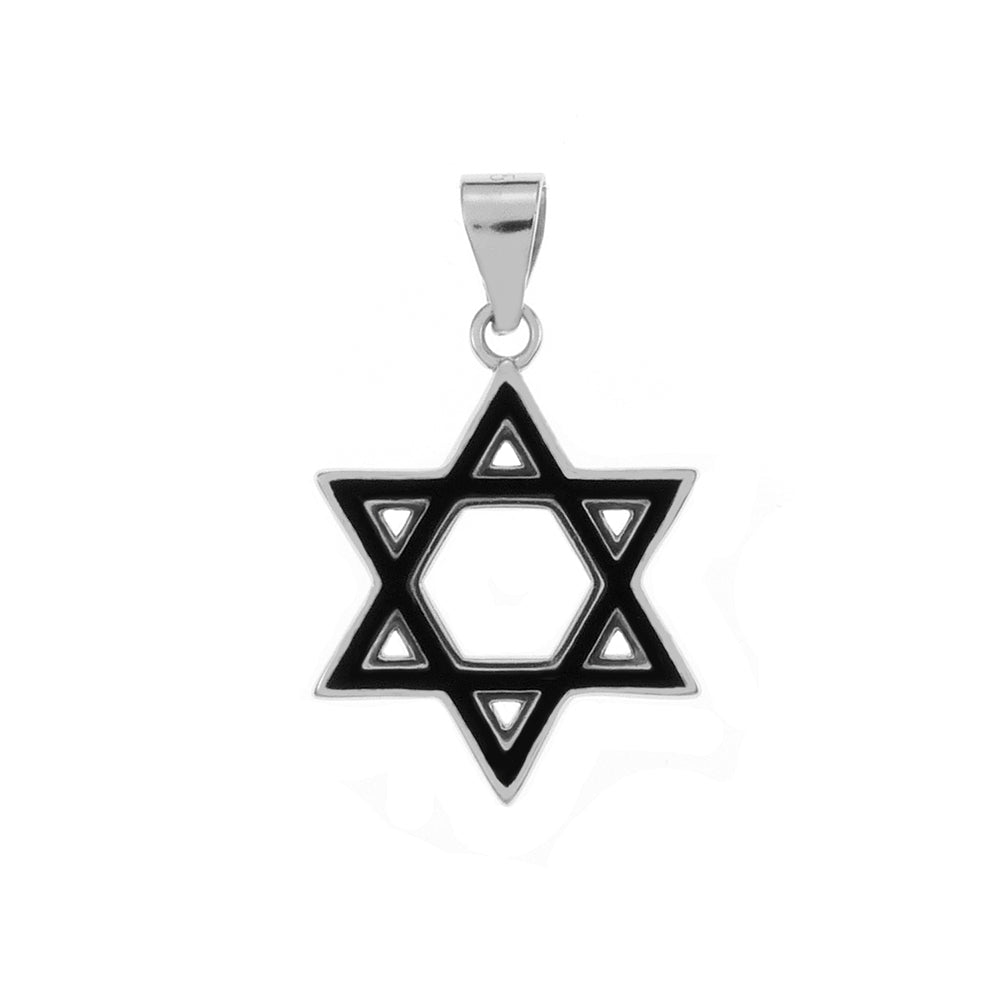 Sterling Silver Enamel Star of David Reversible Pendant