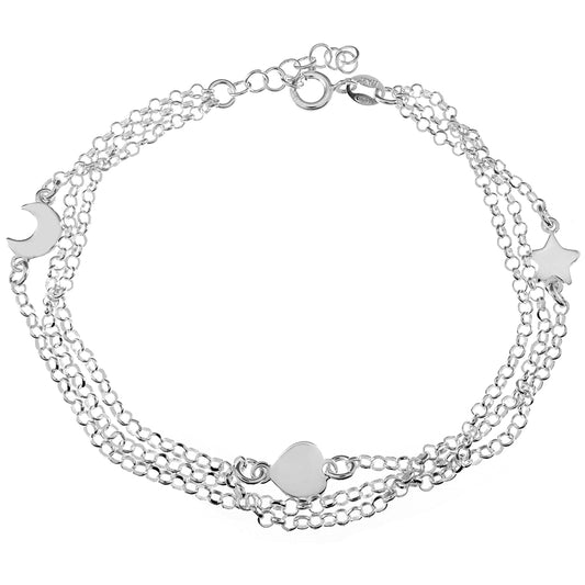 Moon Heart Star Bracelet