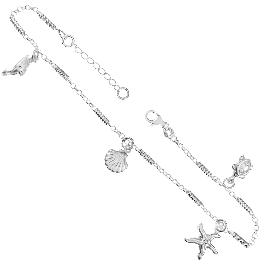 Fancy Rolo D C W Sea Charms Anklet