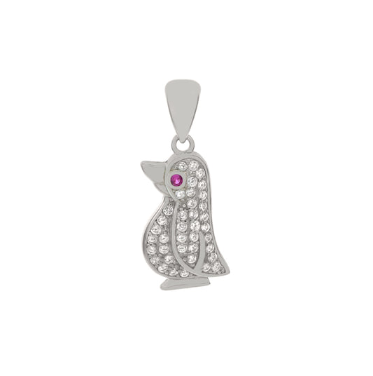 Sterling Silver Pave CZ Penguin Pendant