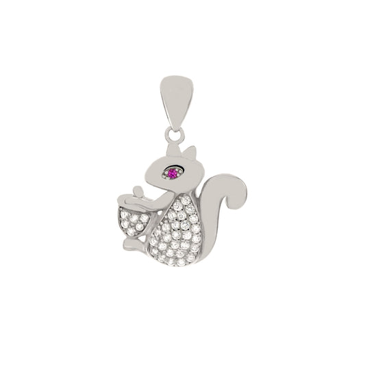 Sterling Silver Squirrel CZ Pendant