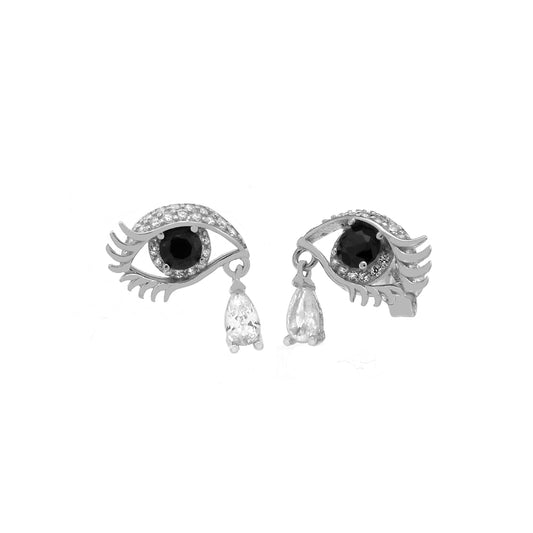 925 Sterling Silver Tearing Eyes CZ Earrings