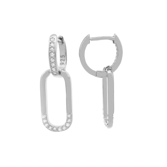 Fancy Huggie CZ Hoop Earrings