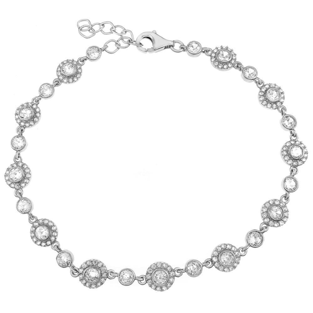 Halo Round Cubic Zirconia Bracelet