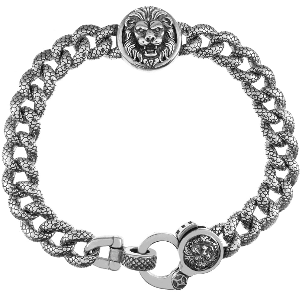 vintage style sterling silver lion charm bracelet