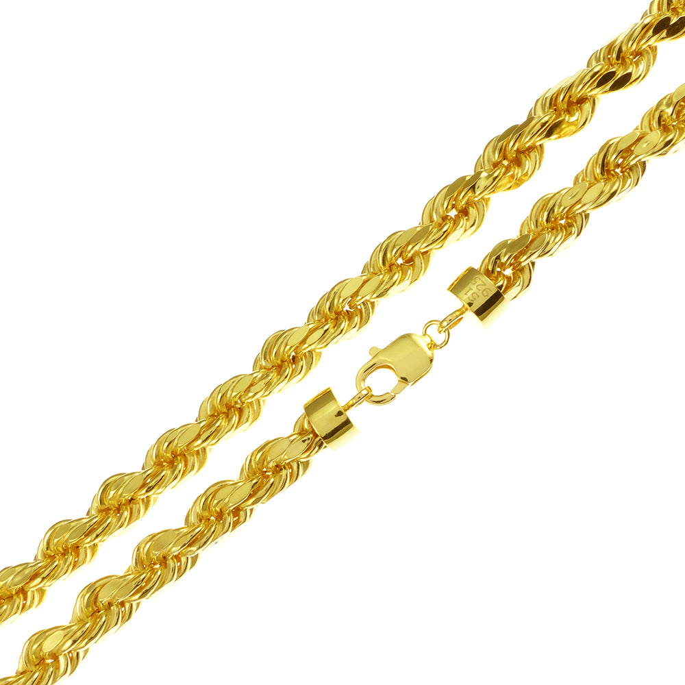 gold plated hollow 925 silver rope chain - 8mm