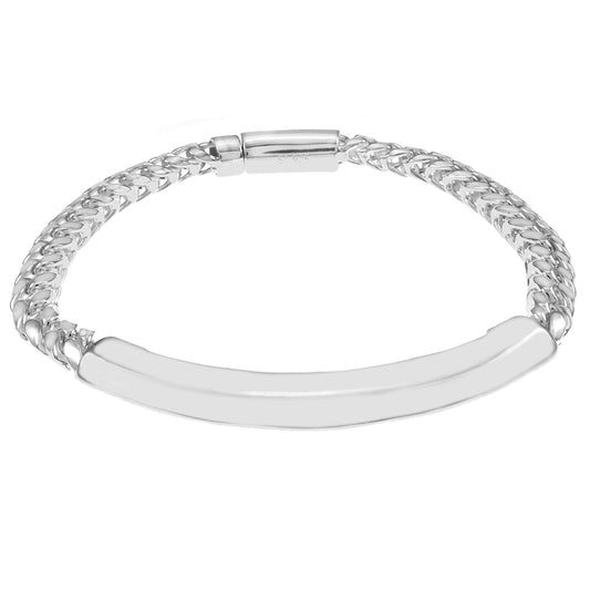 Hollow Franco Men Bracelet - Engravable Bar (5.3mm)