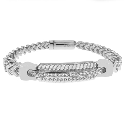 Hollow Franco Chain Bracelet with Fancy Bar (6.5mm)