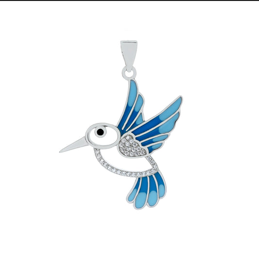 Blue & White Hummingbird Pendant