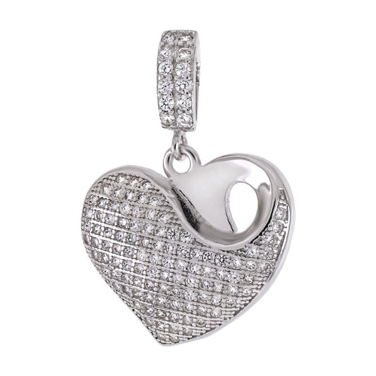 Pave Cubic Zirconia Heart Pendant