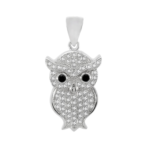 Pave Cubic Zirconia OWL Pendant