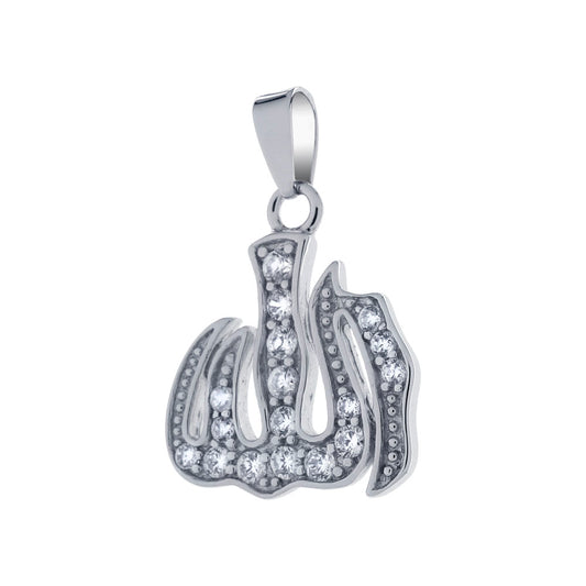 Sterling Silver Allah Cubic Zirconia Pendant