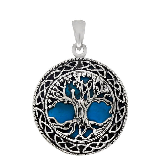 Tree Of Life Blue Oxidize Pendant